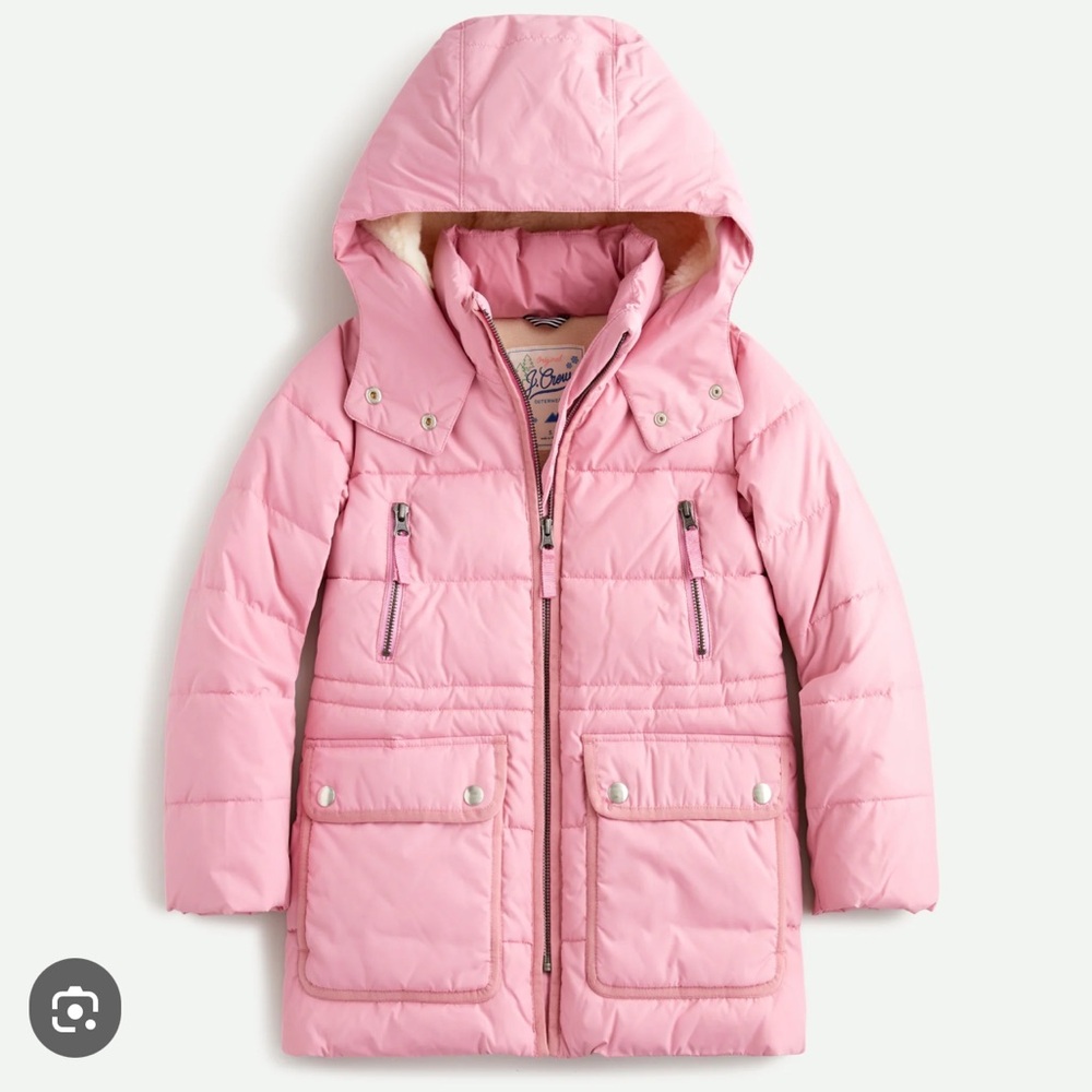 Girls Crewcuts J Crew Pink Puffer Primo loft Coat  XL NWT